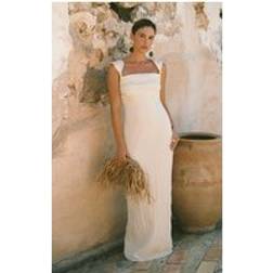 PrettyLittleThing Textured Knot Strap Detail Maxi Dress - White