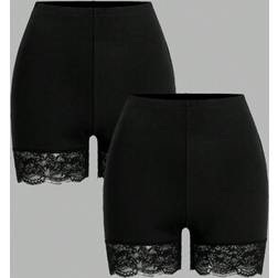 Shein Damen 2-Teiliges Kontrastspitzen Leggings Set - Damen