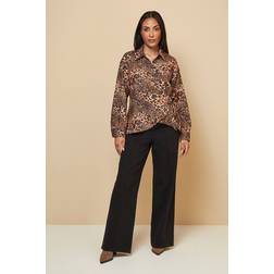 Wallis Petite Leopard Print Knot Detail Shirt - Brown