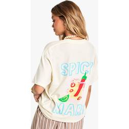 boohoo Womens Spicy Marg Oversized T-shirt - Ecru