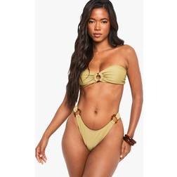 boohoo Resin Hardwear Bandeau Bikini Briefs - Green