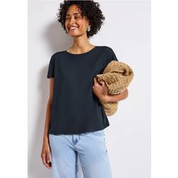 Street One Jersey Shirt Mesh Detail - Blau