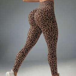 Shein High Waist Minimalist Leopard Print Seamless High Stretch Leggings