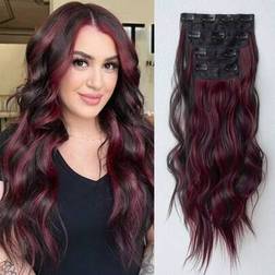 Shein Clip In Hair Extensions Hight Light Red 22 Inch 4 PCS