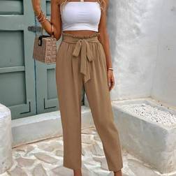 Shein Einfarbige Papiertüten Taille Lässige Relaxed Fit Hosen