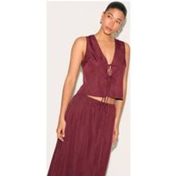 PrettyLittleThing Plum Textured Tie Detail Waistcoat - Purple