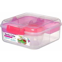 Sistema Bento Cube with Yogurt Pot Clear/Pink Matlåda 1.25L
