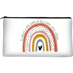 Shein It Takes A Big Heart To Shape Little Minds Rainbow Pattern Cosmetic Bag,Teacher Travel Toiletry Organizer,Makeup Bags,Purse Pencil Pen Case,School Pencil Case,Stationery Supplies Bag,Teachers'Day Gift Travel Accessories Travel Must Haves For Beach Travel Essentials Vacation Summer Getaway Holiday Back To School Storage Travel Bag
