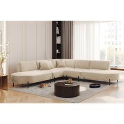 Fun-Möbel Ecksofa Designersofa Valencia Stoff Quelle Beige Sofa 210cm
