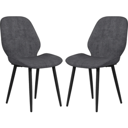 Homcom Velvet Look Grey Kitchen Chair 86cm 2pcs