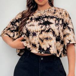 Shein Batik Muster Crop Top T-Shirt - Damen