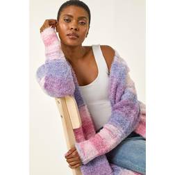 Roman Stripe Longline Cardigan - Pink