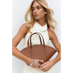 Gina Tricot Faux Leather Small Wide Shopper Bag - Brown Camel