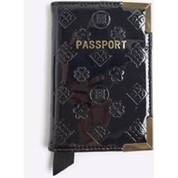 River Island Womens Black Patent Embossed Passport Holder