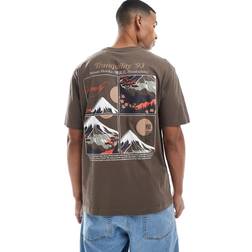 Only & Sons Oversize Fit T-Shirt Back Print Brown Green