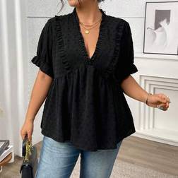 Shein Kurzarm Lose Bluse Mit Rüschen - Damen