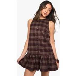 boohoo Check Smock Mini Dress - Red