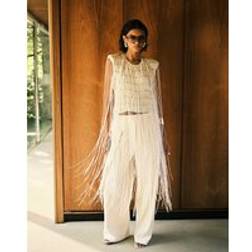 River Island Ri Studio Fringe Sequin Cape - White