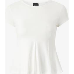 Gina Tricot Short Sleeve Jersey Peplum Top - Valkoinen