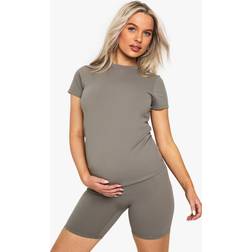 boohoo Womens Maternity Sculpt Short Sleeve Top Grey