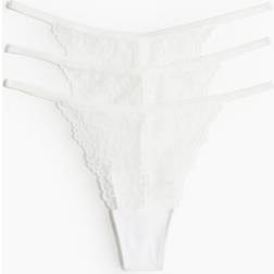 H&M Lace Tanga Thong Briefs 3-Pack - White