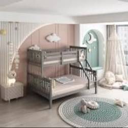 Kosy Koala Grey Bunkbed with 2 Mattresses 3ft 4ft6 Double Trio Bunk Bed