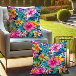 Shein Tropical Hibiscus Palm Leaf Soft Pillow Covers Cushion Cover