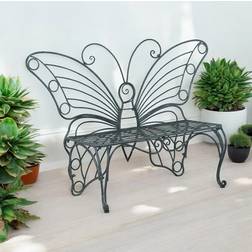 Lily Manor Grey Butterfly Metal 150cm H x 103cm W x 54cm D Garden Bench