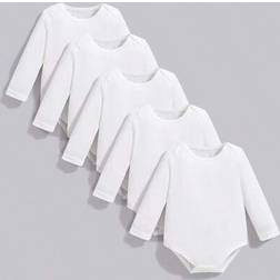 Shein Baby Boy Casual Solid Color Long Sleeve Bodysuit - Suitable