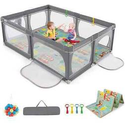 Costway Baby Playpen 205 cm x 146 cm Dark Grey