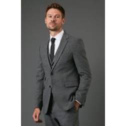 Burton Tweed Look Slim Fit Suit Jacket - Charcoal