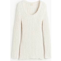 H&M Ladies Rib-Knit Jumper - White
