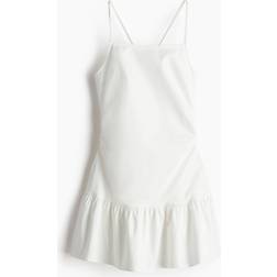 H&M Ladies Gathered Satin Dress - White