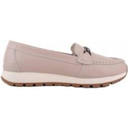 Absolute Smooth Leather Easy Slip On Loafer Shoes - Light Beige