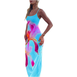 Shein Women's Knitted Positioning Print Beach Vacation Sexy Spaghetti Strap Dress