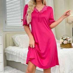Shein Lace Women's Solid Color Simple Daily Sleep Dress