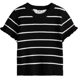 H&M Rib knit Top - Black/Striped (1224475006)
