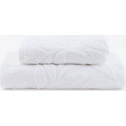 Dunelm Woodland Leaf Sculptured Cotton Bath Towel White (90x50cm)