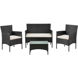 Juskys Fort Myers - Black Outdoor Lounge Set, 1 Table incl. 2 Chairs & 1 Sofas
