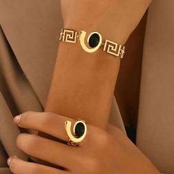 Shein Vintage Metal Style Bracelet Ring Set - Swirl