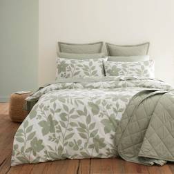 Dunelm Ava Duvet Cover Green, White (200x200cm)