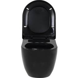 vidaXL Inodoro de pared de cerámica negro