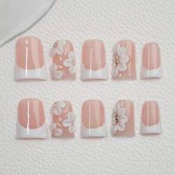 Shein Sweet Fresh Duck Mouth Style French False Nail - White