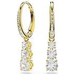 Swarovski Gold-Tone Plated Round Cut Hoop Earrings - White