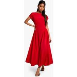 boohoo Textured Volume Skirt Midaxi Dress - Red