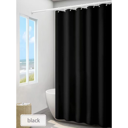 Shein Black Plain Shower Curtain Home Bathroom Decor Summer