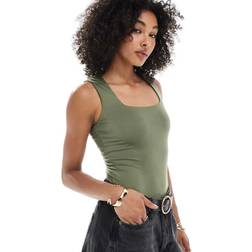 New Look Square Neck Bodysuit - Khaki Green