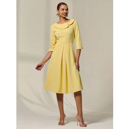 Jolie Moi Sloan 3/4 Sleeve Midi Dress - Bright Yellow