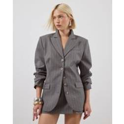 River Island Long Sleeve Striped Blazer - Grey