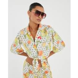River Island Womens White Fruit Polka Dot Print Beach Shirt